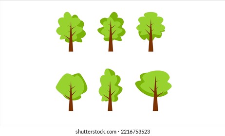 Architecture sketch green trees garden side view vector, Drawing trees for landscape design. Green Vector illustration. Set of tree sketches isolated on white for  design architect  park and garden