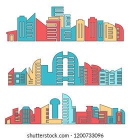architecture skyscraper skyline vector set