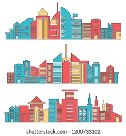 architecture skyscraper skyline vector set