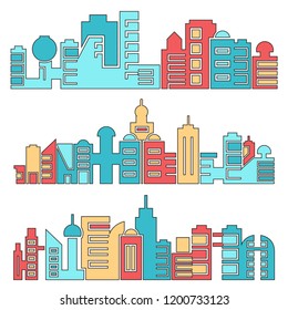 architecture skyscraper skyline vector set