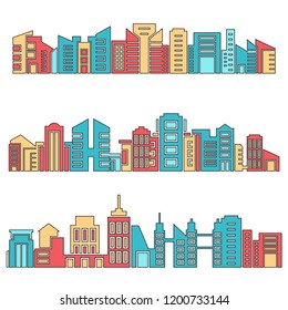architecture skyscraper skyline vector set