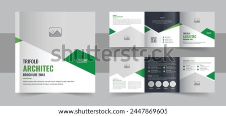 Architecture square trifold brochure template design, Construction and renovation square trifold or corporate square tri fold brochure template, square trifold company profile brochure layout