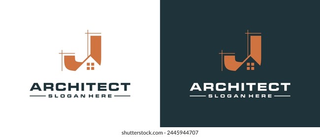 Estilo de la arquitectura Letra Logo Design J