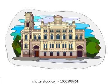 Architecture style object. Colorful simple illustration