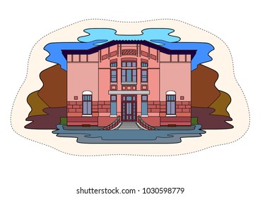Architecture style object. Colorful simple illustration