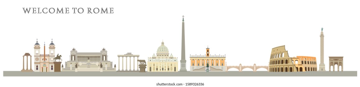 Architecture symbols of ancient rome city