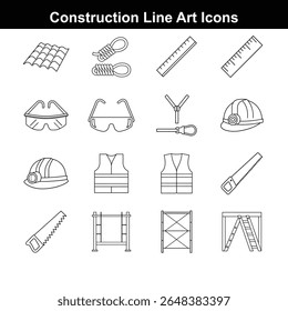  Architecture and  Tools Icons set  line art on white background.