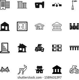 architecture vector icon set such as: historic, small, border, roof, creative, interior, washington, row, palace, japan, farm, suspension, model, landmark, streetlight, mountain, tourist, architect