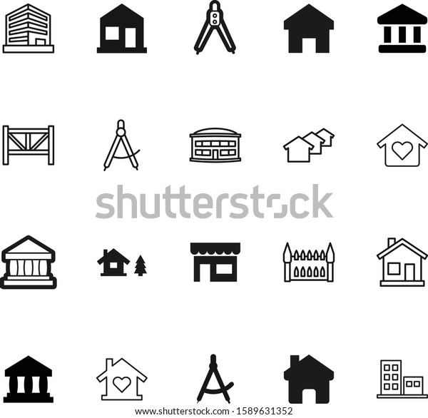 architecture vector icon set such as: store,\
gothic, tool, instrument, lodge, rural, nature, wooden, transport,\
supermarket, education, garden, mall, terminal, public, log,\
equipment,\
horizontal