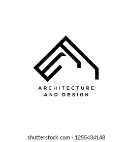 Architecture vector logo. Design vector logo. Interiors vector logo. Geometric icon. Geometric logo