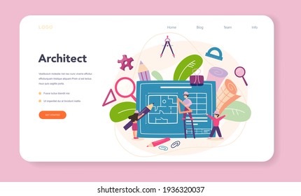 Architecture web banner or landing page. Idea of building project