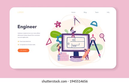 Architecture web banner or landing page. Idea of building project