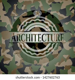 Architecture written on a camouflage texture. Vector Illustration. Detailed.