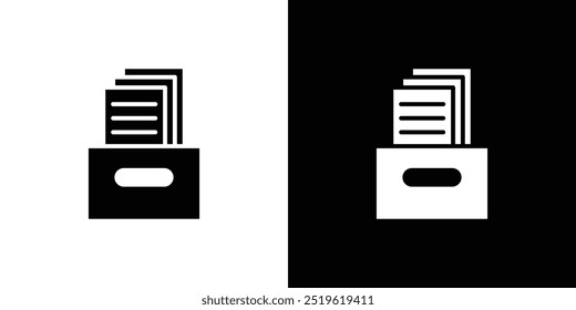 Archival box with documents icon linear logo isolated