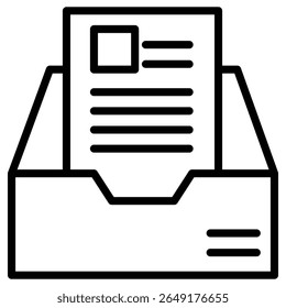 Caixa de arquivamento com ícone de documentos Projeto de vetor de linha fina