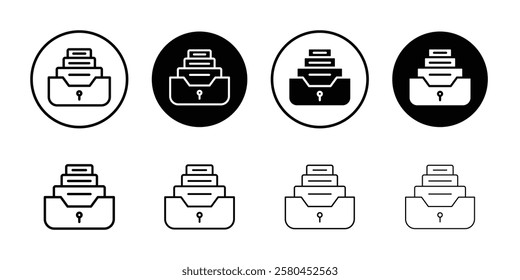 Archival box with documents icon Vector logo outline