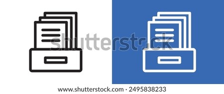 Archival box with documents logo sign set vector outline