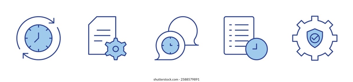archive, adjust, secure, content management, time management. Manager Icon vector illustration. Line Duotone style. Editable stroke.