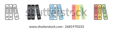 Archive Binder Icon Set Multiple Style Collection
