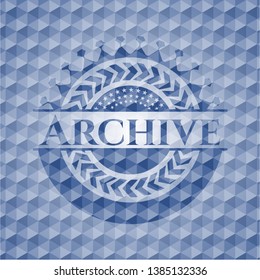 Archive blue hexagon badge. Vector Illustration. Detailed.