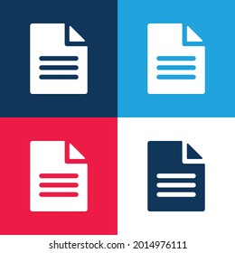 Archive blue and red four color minimal icon set