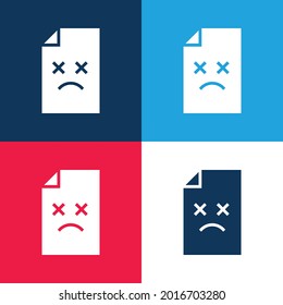 Archivo azul y rojo cuatro colores conjunto de iconos mínimo