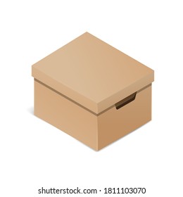 Archive box in 3D - cardboard container for documents in isometric plane - isolated vector illustration