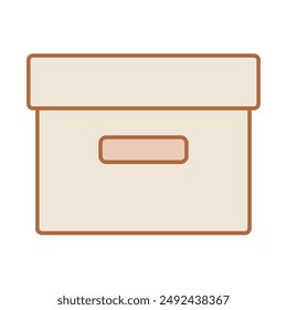 Archive box, cardboard container line icon isolated vector illustration