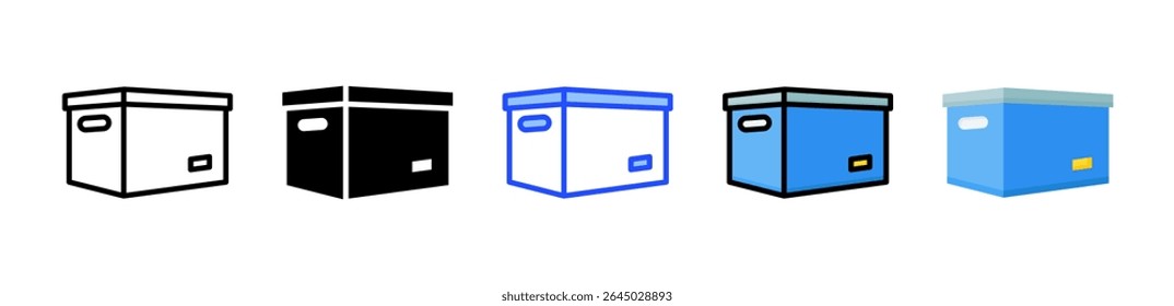 Archive Box Icon Collection With Multiple Styles