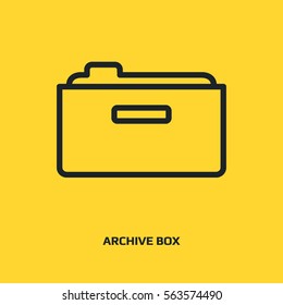 Archive box sign line vector icon. Office symbol.