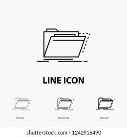 Archive, catalog, directory, files, folder Icon in Thin, Regular and Bold Line Style. Vector illustration