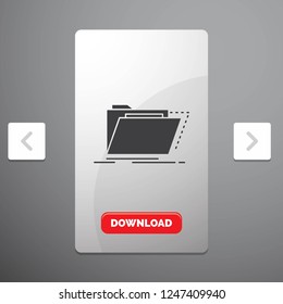 Archive, catalog, directory, files, folder Glyph Icon in Carousal Pagination Slider Design & Red Download Button