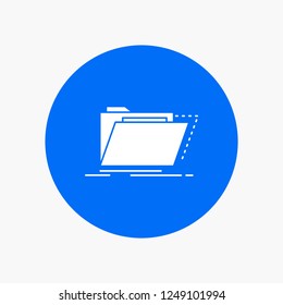 Archive, catalog, directory, files, folder White Glyph Icon in Circle. Vector Button illustration