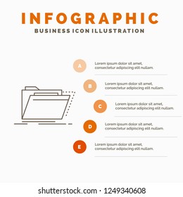 Archive, catalog, directory, files, folder Infographics Template for Website and Presentation. Line Gray icon with Orange infographic style vector illustration