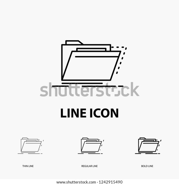 Archive, catalog,\
directory, files, folder Icon in Thin, Regular and Bold Line Style.\
Vector illustration