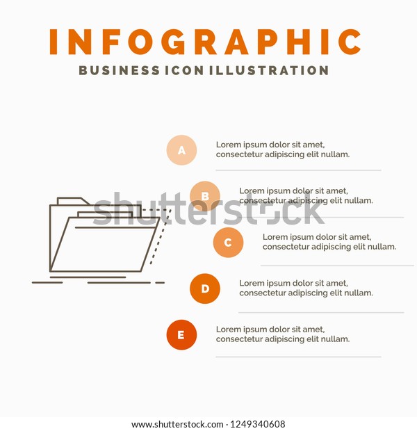 Archive, catalog, directory, files,\
folder Infographics Template for Website and Presentation. Line\
Gray icon with Orange infographic style vector\
illustration