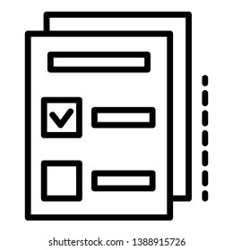 Archive check sheet icon. Outline archive check sheet vector icon for web design isolated on white background