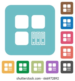 Archive component white flat icons on color rounded square backgrounds