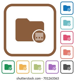 Archive directory simple icons in color rounded square frames on white background