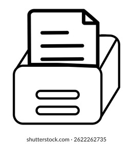 Ícone de documento de arquivo morto representando o sistema de gerenciamento de armazenamento em fundo branco
