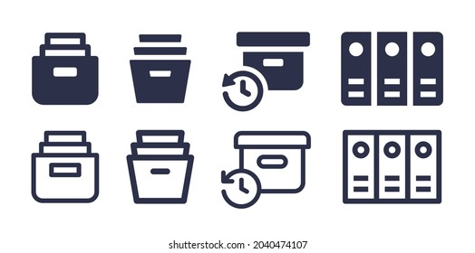 Archive, document icons set. Vector illustration