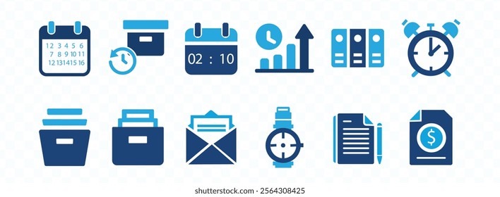 Archive, document icons set. Vector illustration