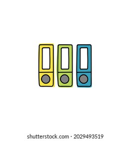 Archivo de documentos, icono de enlace en el icono de color, aislado en el fondo blanco 