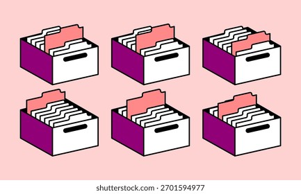 Archive File Box Vector Illustration Design