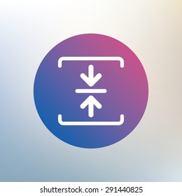 Archive file sign icon. Compressed zipped file symbol. Arrows. Icon on blurred background. Vector