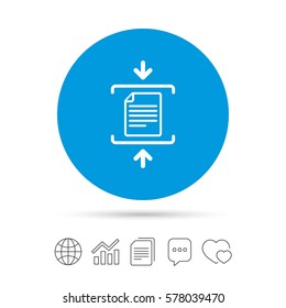 Archive file sign icon. Compressed zipped file symbol. Arrows. Copy files, chat speech bubble and chart web icons. Vector
