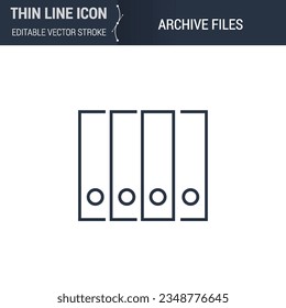 Icono Archivos de archivo - Símbolo comercial de línea delgada. Ideal para el diseño web. Concepto de vector de contorno de calidad. Logotipo premium, sencillo y elegante