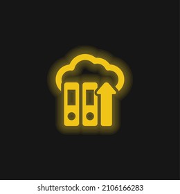 Archive Files Upload To Internet yellow glowing neon icon