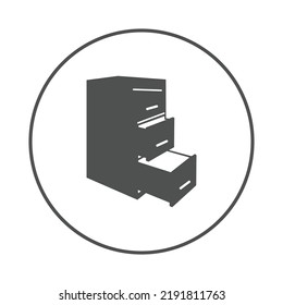 Archive Filing Cabinet Drawer Icon | Circle Version Icon |