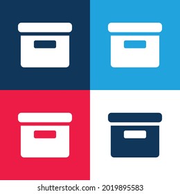 Archivo Caja rellena azul y rojo cuatro colores conjunto de iconos mínimo